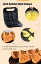Animal Mini Waffle Maker 6 Animal Shaped Pancakes Breakfast Machine Non-Stick Waffler Iron Household for Kids Adults Fun Gift