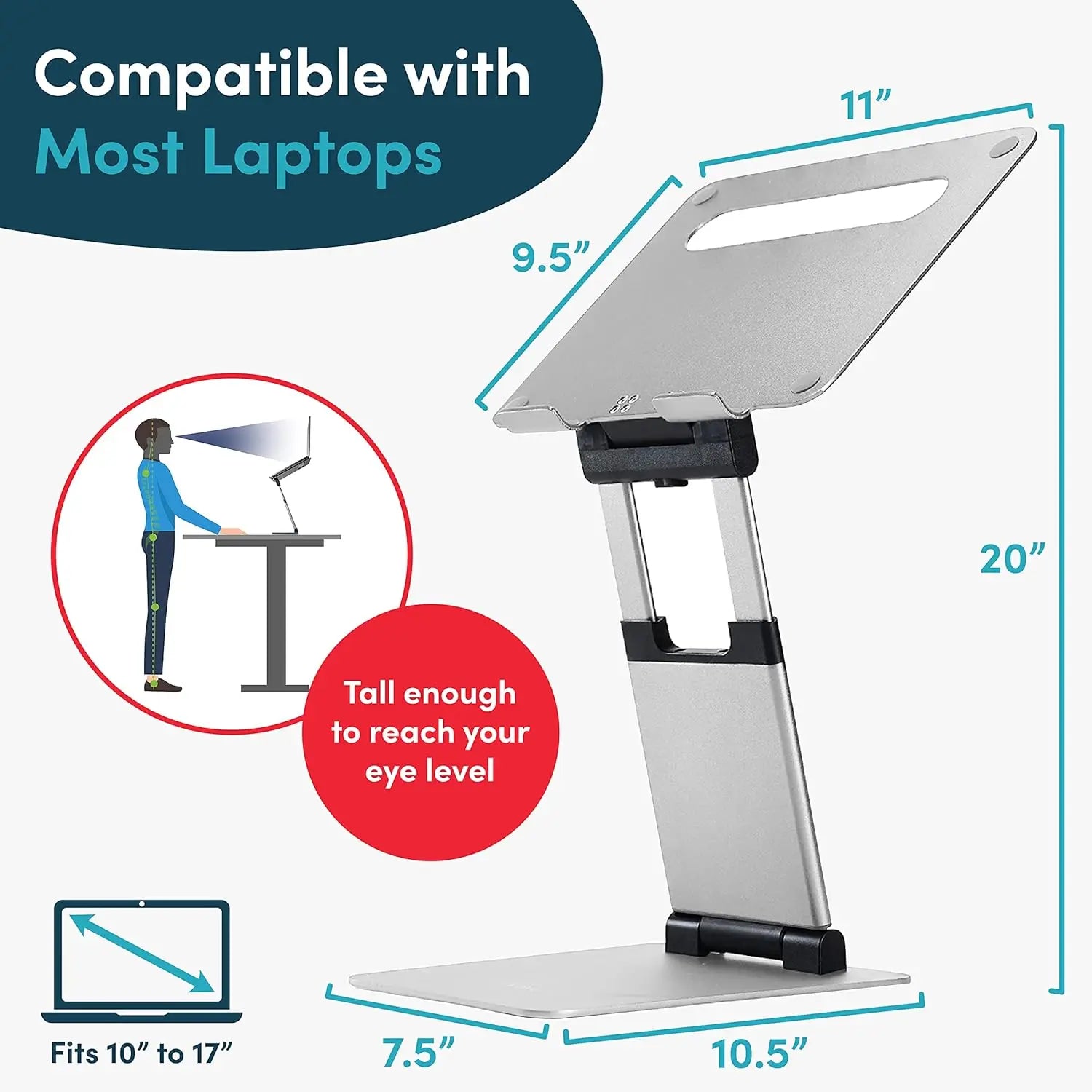 Adjustable Ergonomic Laptop Stand, Height 2.1-13.8" - ElectronAge