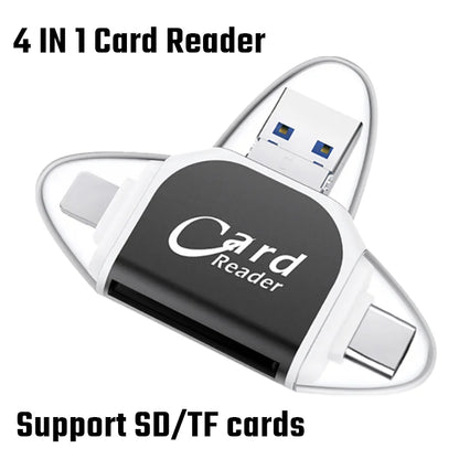 4 in 1 Card Reader for SD Card ,TF card Plug and Play for iPhone and Samsung XiaoMi Phones TF Camera SD Card Reader