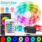 AeroLight LED Strip Lights RGB 5050 LED Strips Bluetooth APP Control Color Changing DC 12V 30LEDS/M Per Meter For Bedroom Room Kitchen Bar