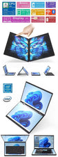 14 inch+14inch touch Dual Screen Laptop Intel N100 Processor Gaming Laptop DDR4 16GB 1TB SSD Notebook Computer