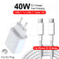40W PD Fast Charging USB C Charger For iPhone 16 15 14 8 7 Plus 13 12 11 Pro XS Max XR XS X USB Type C Charger Cable Accessories