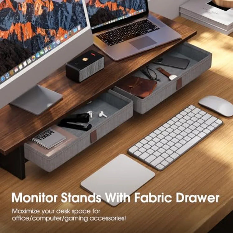 Dual monitor stand with drawer for home and office - ElectronAge
