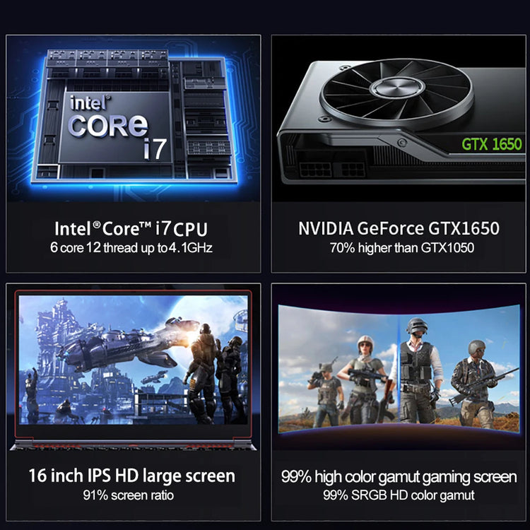 16.1 Gaming Laptop Intel Core i7-8750H GTX1650 4G - ElectronAge