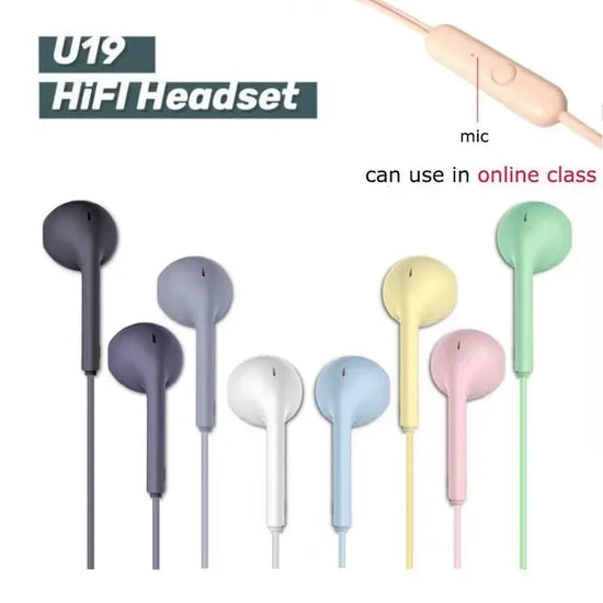 U19 Sport Wired Earphones Super Bass 3.5mm Headphones With Built-in Mic Hands Noise Canceling Earbuds Music Headset Hearing Aids