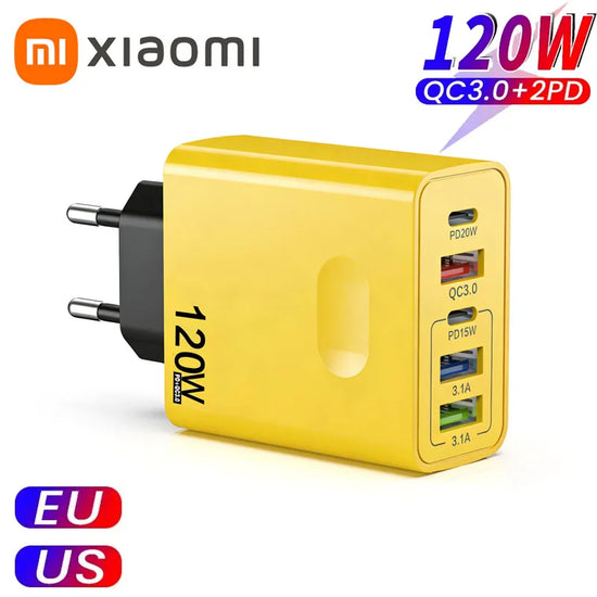 Xiaomi 120w Fast Charging Head USB 5 Interfaces Fully Compatible With Typec Charger European American Standard For Xiaomi Huawei