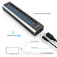 RSHTECH USB3.0 Hub Aluminum 10/13/16 Port Expander USB Powered Data Hub Splitter Individual On/Off Switches for Laptop Macbook