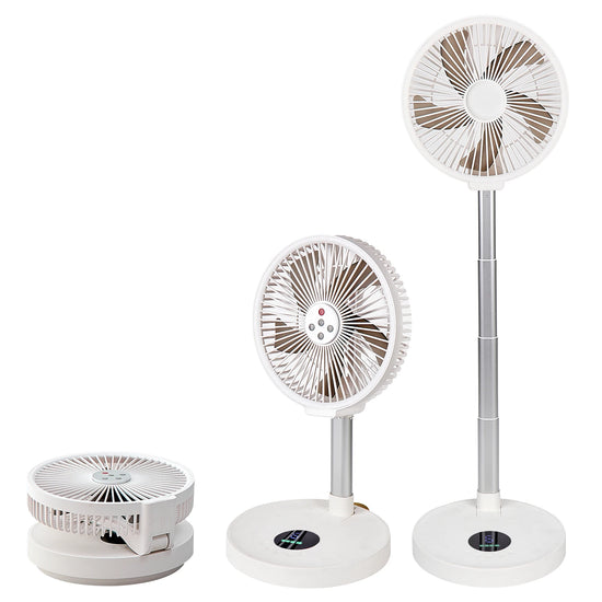 Portable Standing Fan with Remote Controller Foldable Desk Fan 10 inch fan blade Rechargeable  Powered Pedestal Fan for Camping