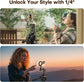 360° Rotating Magnetic Phone Tripod with 1/4" Screw, Adjustable for iPhone Pro Max, Fold Selfie Stick for Vlog Gym Travel, Black