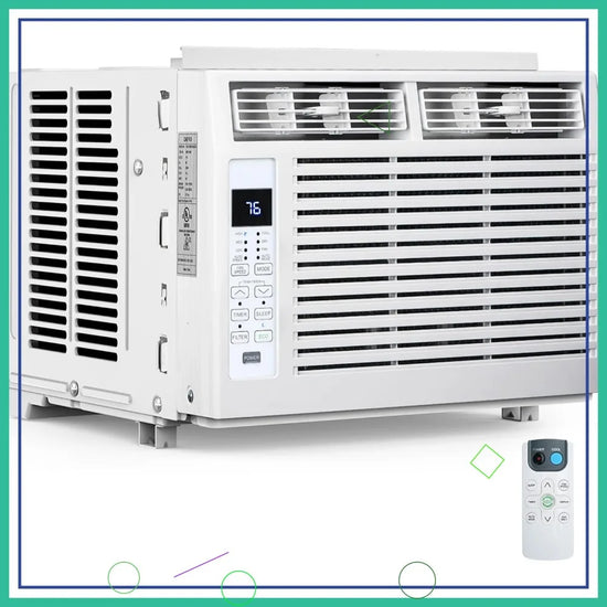 6,000 BTU Window Air Conditioner Cools 250sq.ft, Quiet AC Unit with Remote - ElectronAge