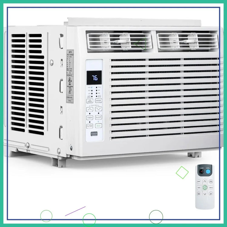 6,000 BTU Window Air Conditioner Cools 250sq.ft, Quiet AC Unit with Remote - ElectronAge