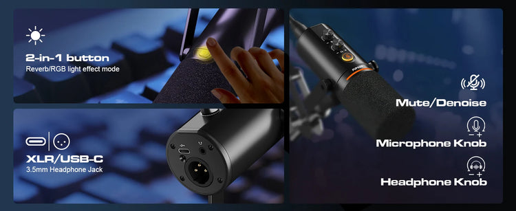 ORTIZAN Podcast Dynamic Microphone, XLR/USB Recording PC - ElectronAge