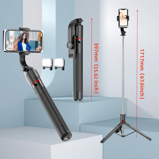 Roreta Selfie Stick Tripod Extendable With light Wireless Bluetooth Remote Portable Smartphone Stand Mount For iOS Android Phone