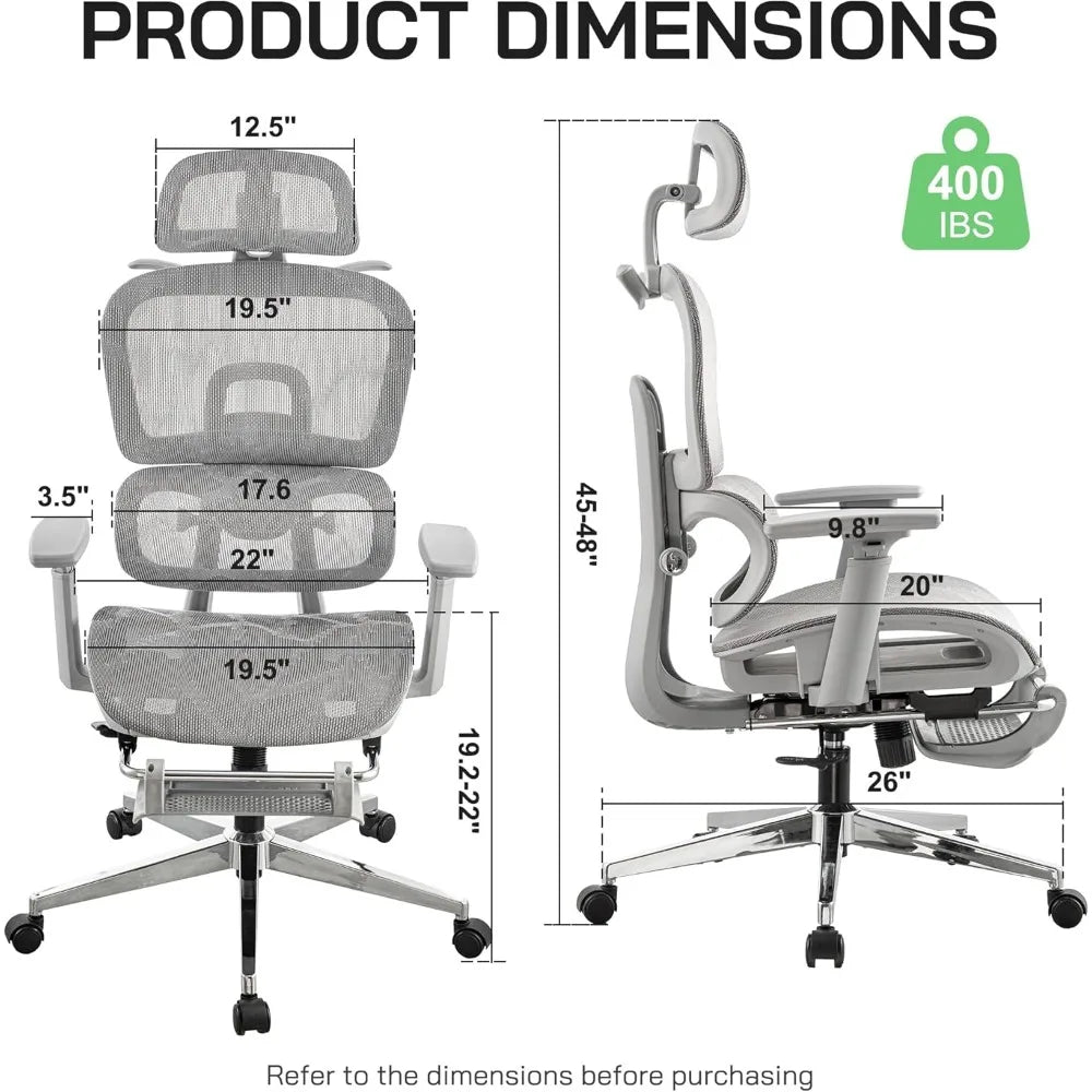 mesh ergonomic office chair with footrest - ElectronAge