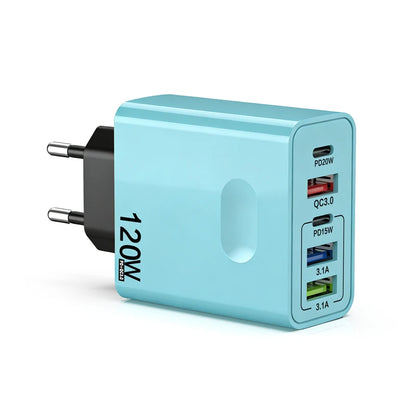 Xiaomi 120w Fast Charging Head USB 5 Interfaces Fully Compatible With Typec Charger European American Standard For Xiaomi Huawei