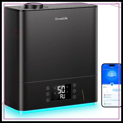 Smart Humidifier for Large Room, 6L Top-Fill Cool Mist, WiFi & App Control, 60H Runtime, Auto Mode, RGB Nightlight