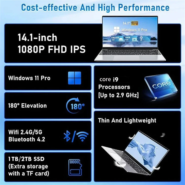 14.1 inch Portable Core i9-10980HK Windows 11 Pro Notebook - ElectronAge