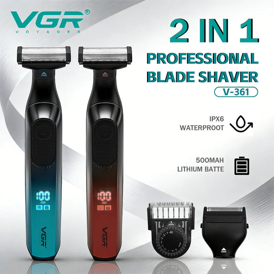 VGR Electric Shaver Rechargeable Shaving Machine Portable Beard Trimmer IPX6 Waterproof Face Shaver Safety Trimmer for Men V-361