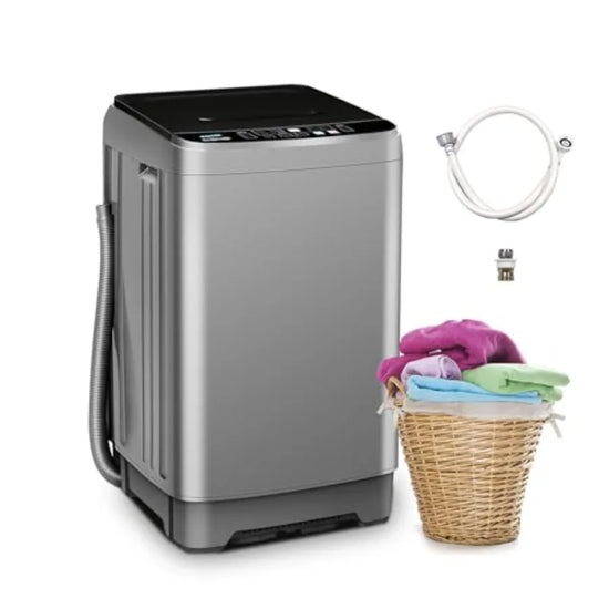 Portable Washing Machine 17.7lbs Full-Automatic Small Washer for rtment Dorm Size with Drain Hose Grey 10 Wash Programs for RV