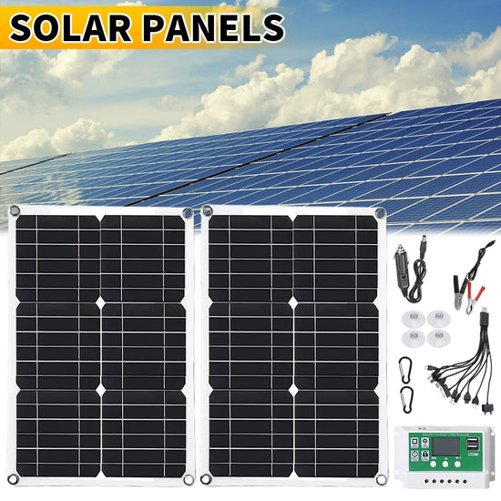 600W Solar Panel, Solar Panel Kit With Waterproof Monocrystalline, Solar Panel With USB Port For Car Yacht Outdoors