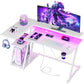 40 Inch Gaming Desk with Power Outlet & LED Lights, L Shaped Computer Gaming Table with 3 Tiers Storage Shelves,, Customized