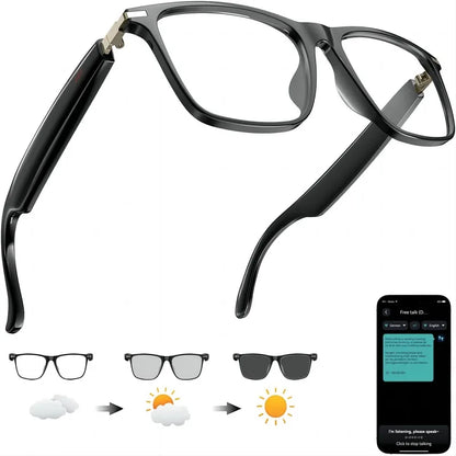 AI Translator Smart Glasses, Support 160+ Languages Translation, Stylish Audio Glasses, Photochromic Lens