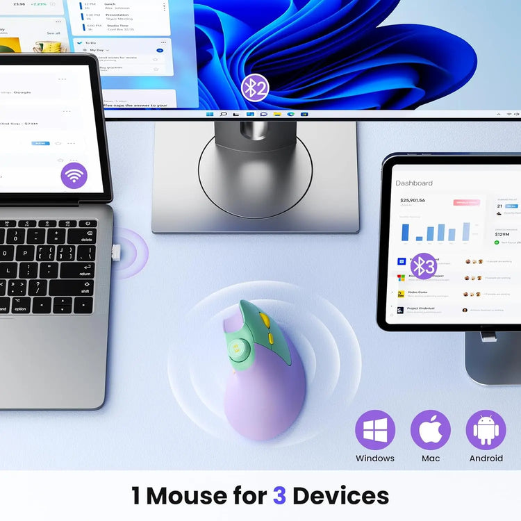 Ergonomic Wireless Vertical Mouse with Bluetooth - ElectronAge