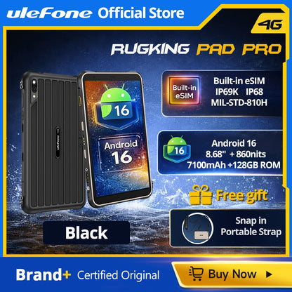 [Built-in eSIM] Ulefone RugKing Pad Pro Rugged Tablet 4G 8.68“90Hz 7100mAh Android 16 , Up to 16GB RAM 128GB ROM Global version