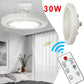 Smart Ceiling Fan with LED Light & Remote Control E27 Convertible Base for Living Room Home Decor Auto Speed Adjust