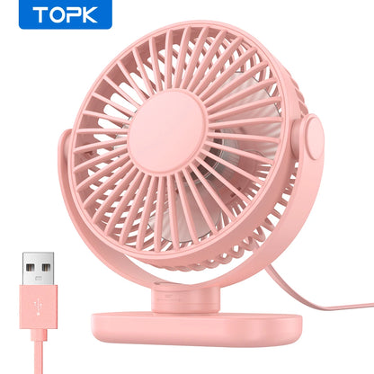 TOPK Mini Portable fan Standing fans for Room Camping,Rechargeable Electric USB Personal Fan Desk Table Stand Fan Table for Home