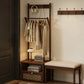 Bamboo 2-in-1 Bedside Rack & Nightstand - Small Space (40/50cm) with Drawer, Shelf & Hanging Rod for Essentials