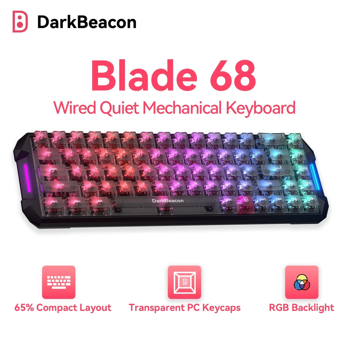 DarkBeacon Blade 68 RGB Silent Mechanical Gaming Keyboard - ElectronAge