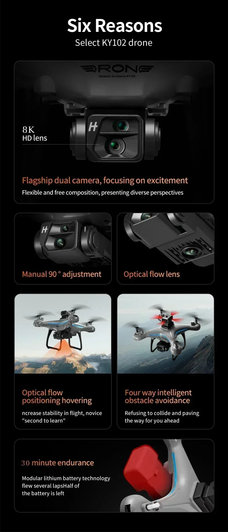 KY102 Drone 8K Dual Camera Quadcopter - ElectronAge