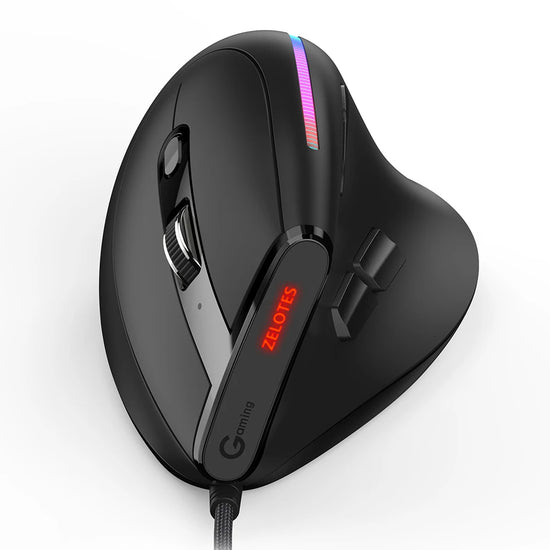 APWIKOGER ZELOTES T-50 Ergonomic Wired Vertical RGB Mouse - ElectronAge