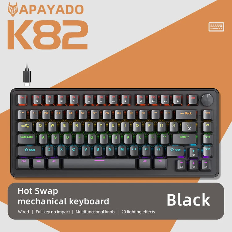 APAYADO 75% Mechanical Keyboard Wired with Media Knob - ElectronAge