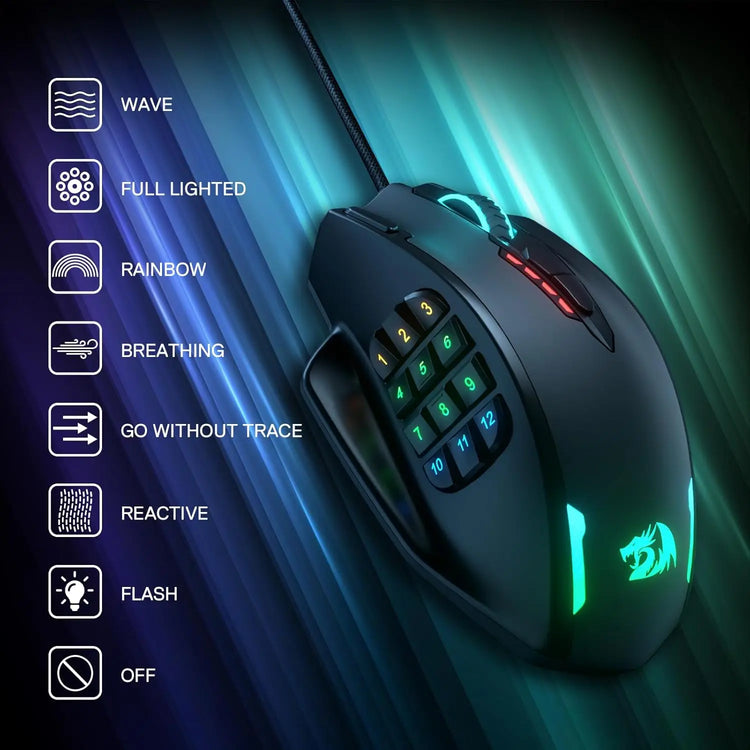 Redragon M908 RGB Backlight LED USB Wired Gaming Mouse - ElectronAge