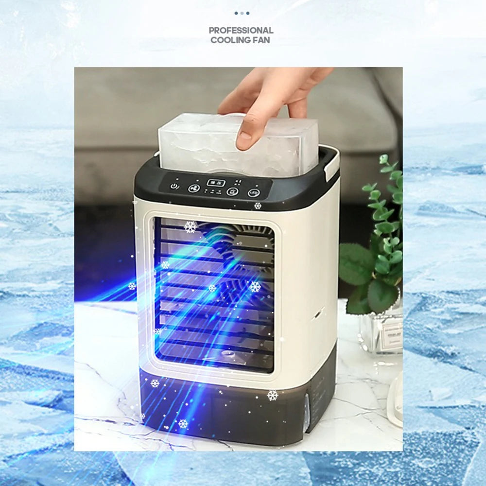 USB Portable Air Conditioner Fan Mini 3 Gears Home Desktop Cooling Fan LED Night Lamp Air Cooler for Room Office Camping 선풍기 - ElectronAge