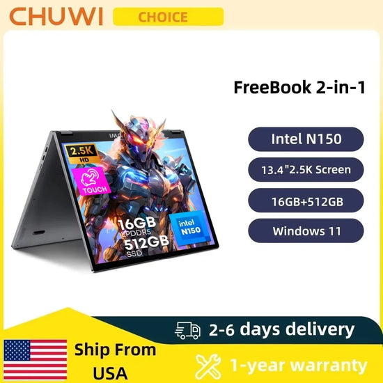CHUWI FreeBook 2-in-1 Laptop IntelN150 13.4&
