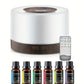 7-Color Wood Grain Diffuser 500ml | Essential Oil Humidifier with Remote Control, Auto Shut-Off &  6 Aromatherapy Oils