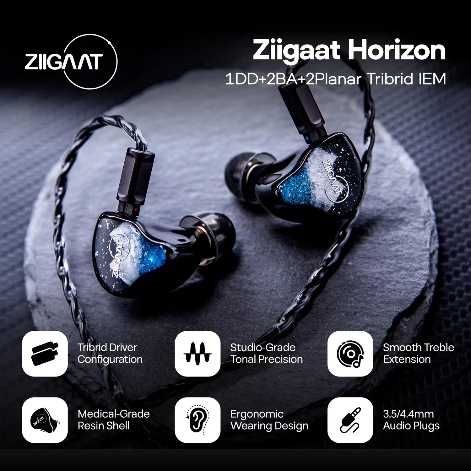 ZiiGaat Horizon Tribrid IEM Earphones - ElectronAge