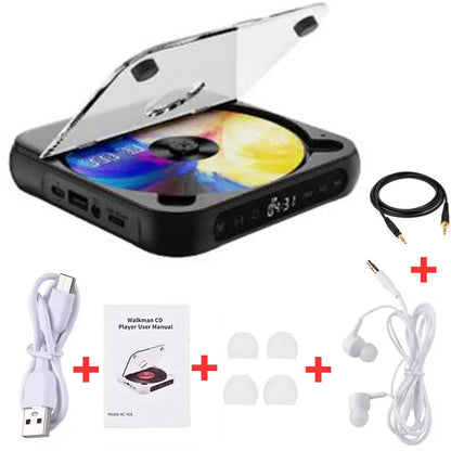 Bluetooth-Compatible CD Player LCD Screen Car CD Player A-B Repeat 1200 MAh Battery Friend Family Student portable dvd player