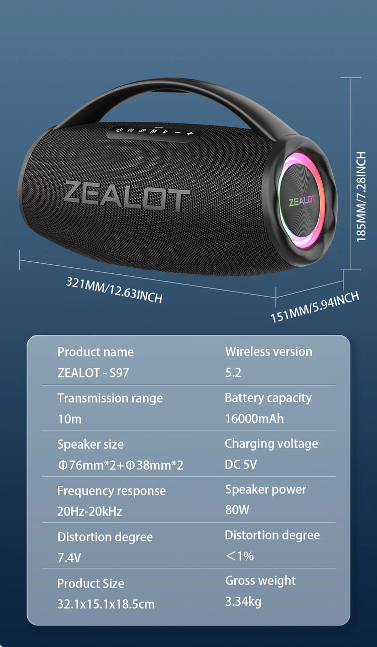 ZEALOT S97 80W Wireless speaker - ElectronAge