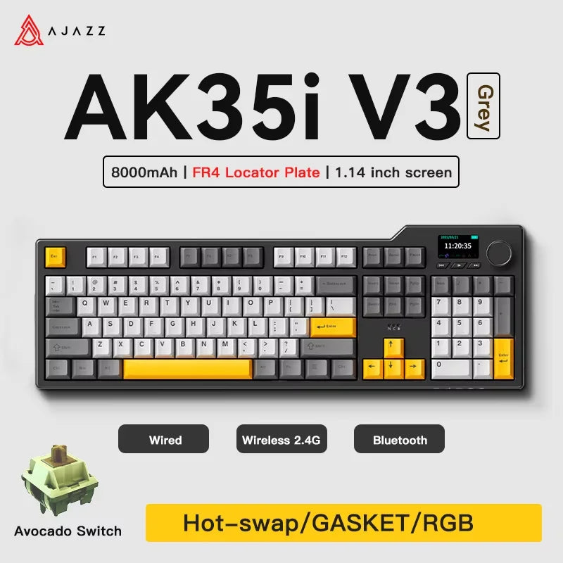 Ajazz AK35I V3/V4 MAX Tri-mode Wired Bluetooth Wireless Gaming Keyboard - ElectronAge