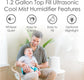 Top Fill Ultrasonic Cool Mist Humidifier for Bedroom, 1.2Gal Essential Oil Diffuser with Nightlight & Auto Shut-Off