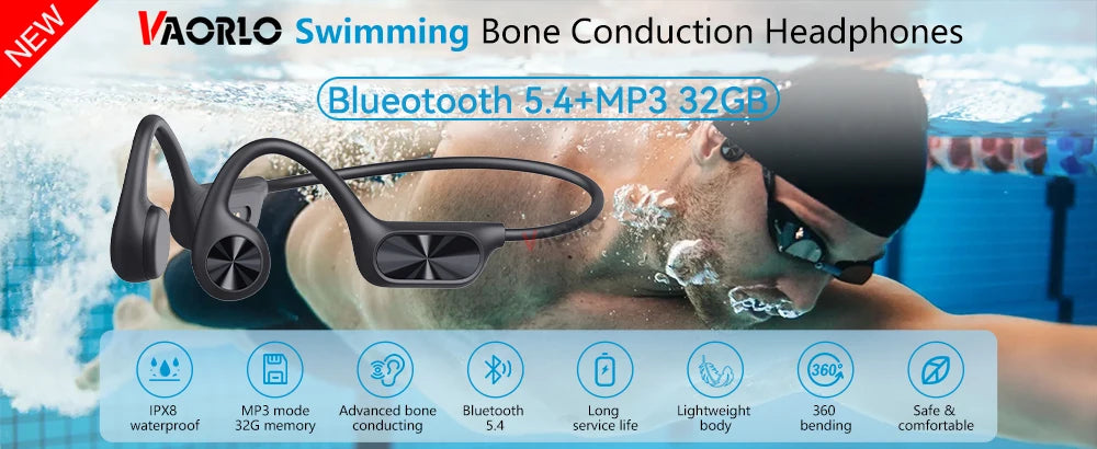 VAORLO Bone Conduction Wireless Headphone - ElectronAge