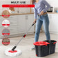 360° Spin Mop Bucket with Soap Dispenser and 2 Microfiber Heads, Stainless Steel Handle Floor Cleaning System for Home Use