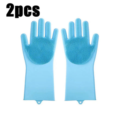 Silicone Dishwashing Gloves  - Heat Resistant & Scratch-Proof for Cleaning, Pet Bathing, Kitchen Tasks, Extra Long Cuff (G