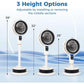 Adjustable Height Oscillating Pedestal Fan with Remote, 8 Speeds, 12H Timer for Indoor and Outdoor Use (White)