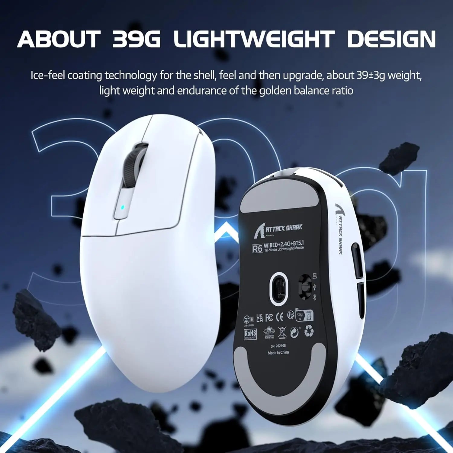 Attack Shark R6 Lightweight Wireless Gaming Mouse - ElectronAge