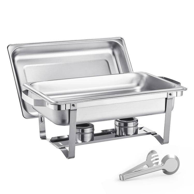 SucceBuy 8 Qt 4 Pack Chafing Dish Buffet Set Stainless Steel Chafer with 2 Full Size and 4 Half Size Pans Catering Warmer Server - ElectronAge